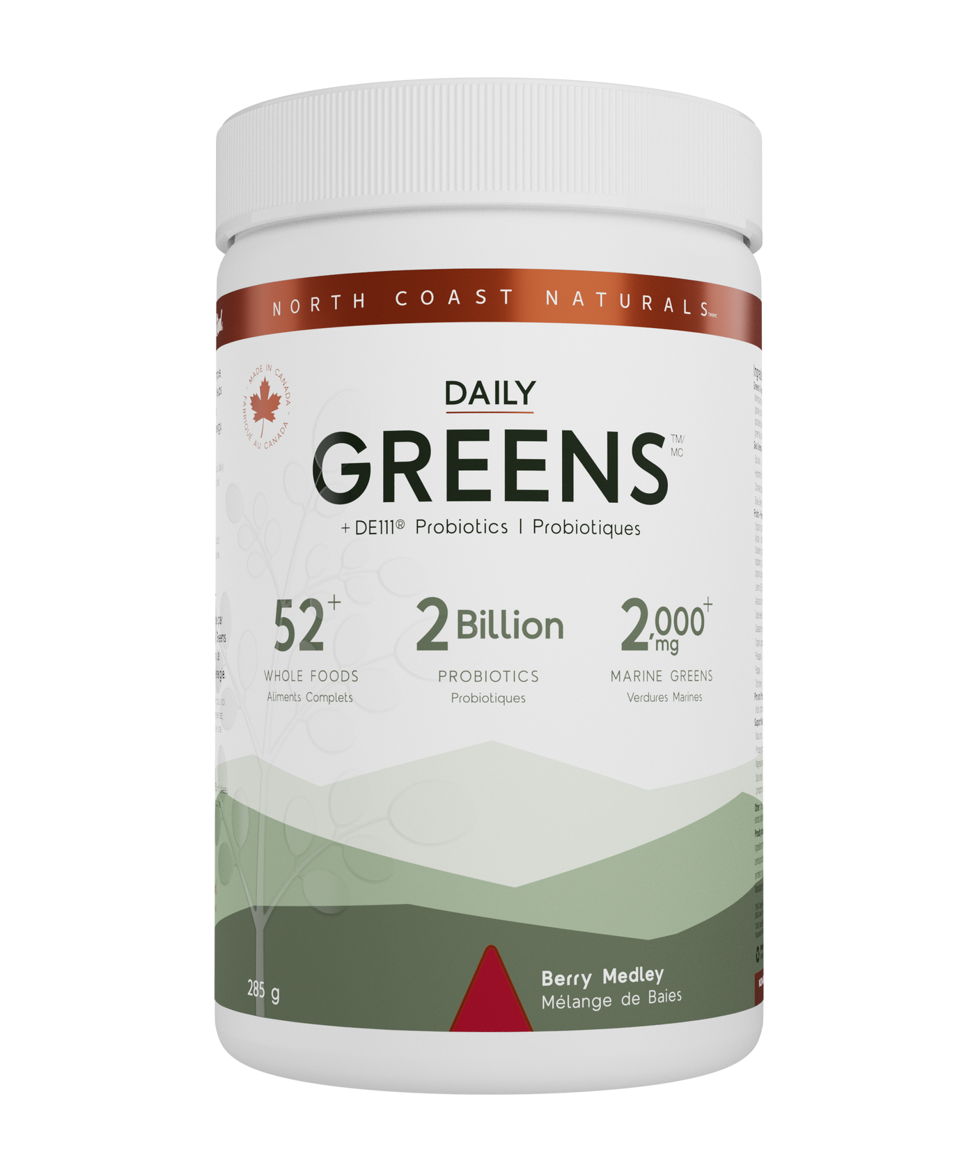 North Coast Naturals Daily Greens supplement container on a white background
