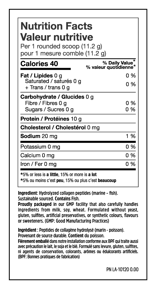 Boosted Marine Collagen Nutrition Facts - 250g - Unflavoured
