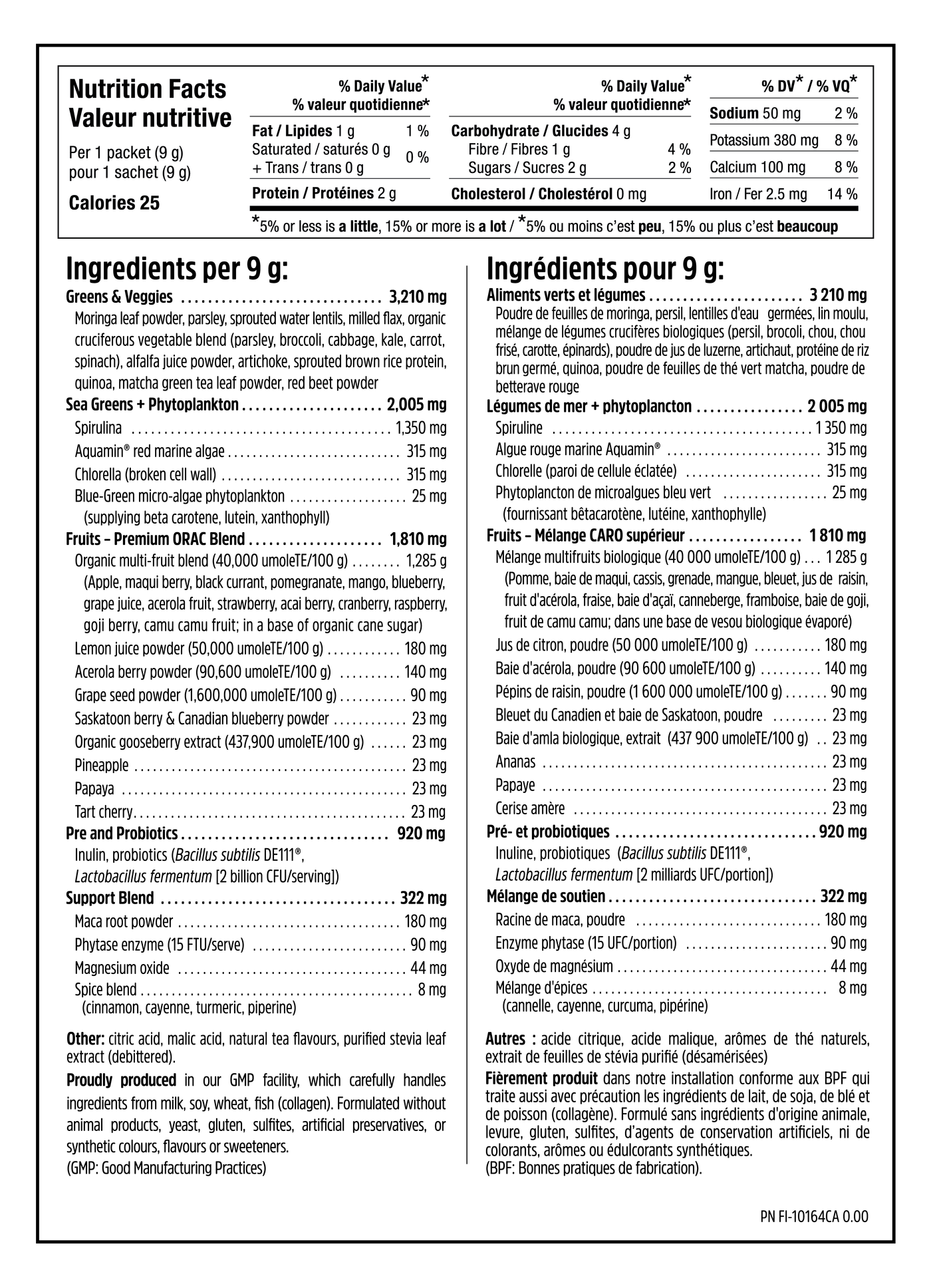 Ultimate Daily Greens - 9g - Sweet Iced tea - Nutrition Facts