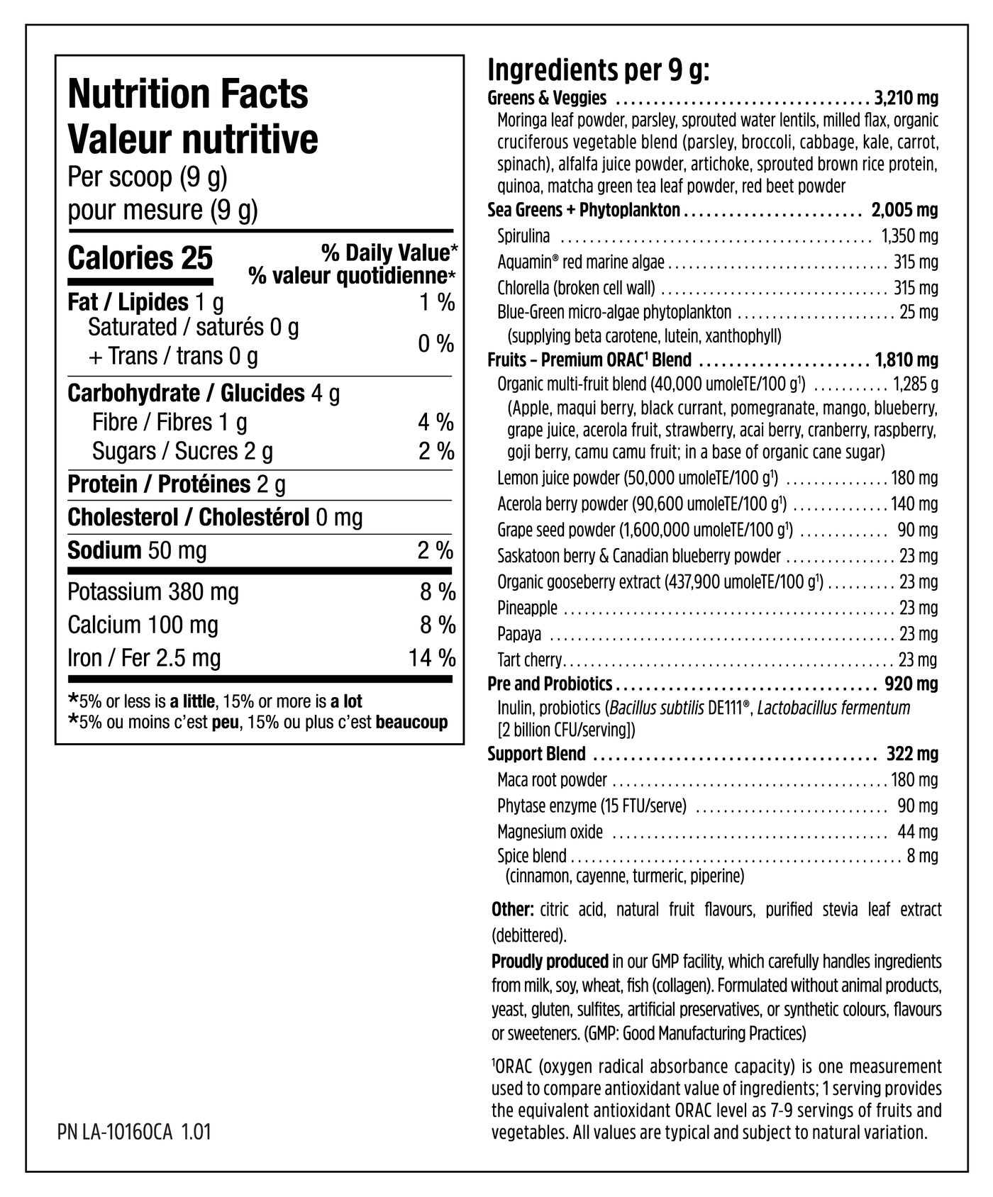 Ultimate Daily Greens - Mixed Berry Citrus - Nutrition Facts