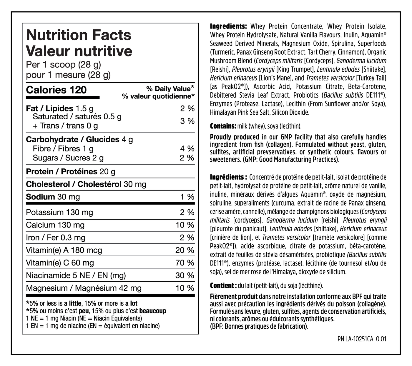 Boosted Immuno Whey - Nutrition Facts