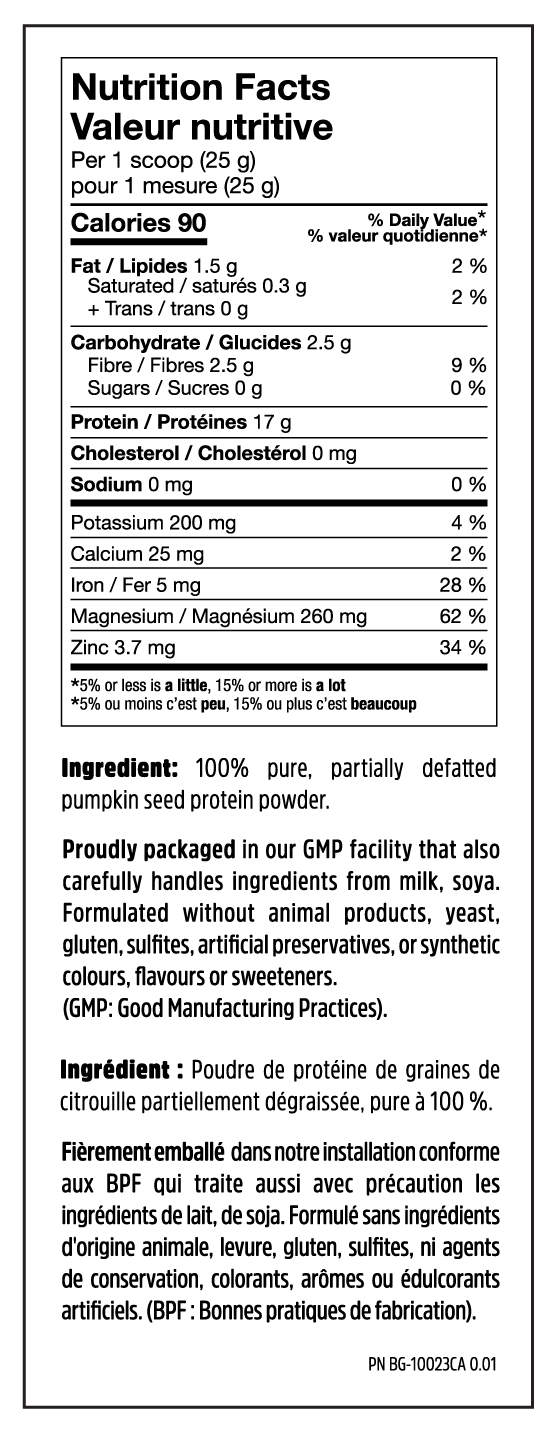 Cold Pressed Pumpkin Protein - Nutrition Facts