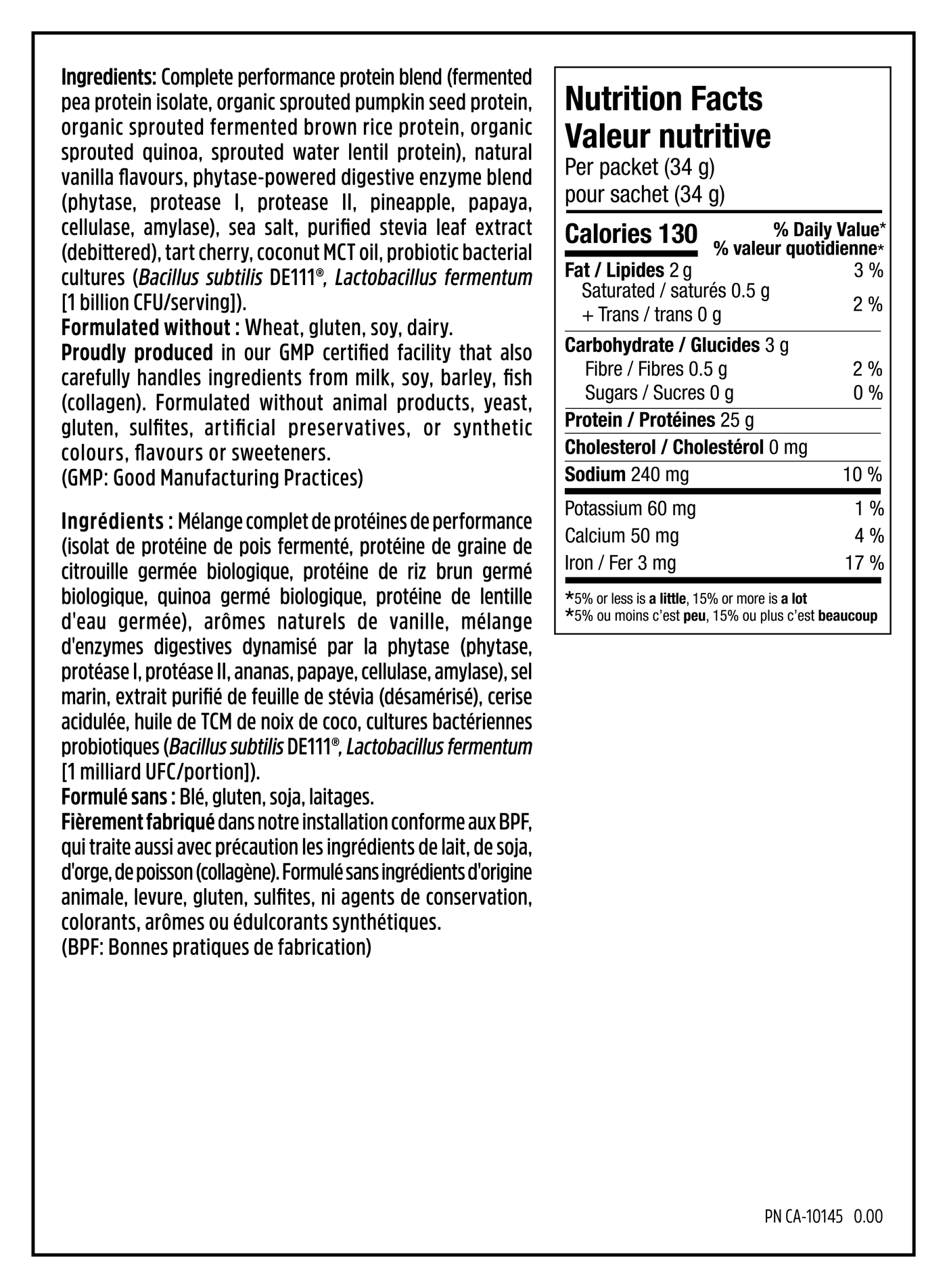 Boosted Plant Protein - 34g - Nutrition Facts