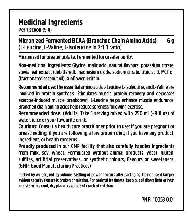 Fermented BCAA - 9g - Sour Berry Blast - Nutrition Facts