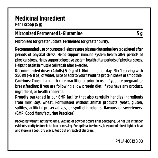 Fermented Glutamine - 300g - Unflavoured - Nutrition Facts